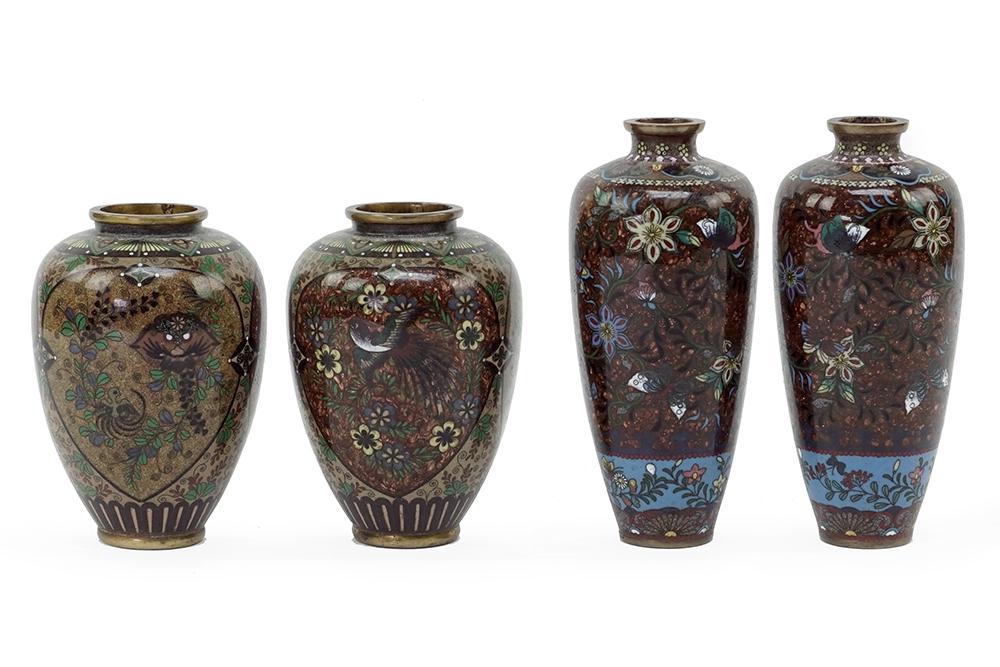 Two Pairs of Japanese Cloisonne Vases. (1 of 1)