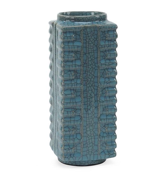 A Chinese Celadon Crackle Glazed Cong Form Vase. (1 of 2)