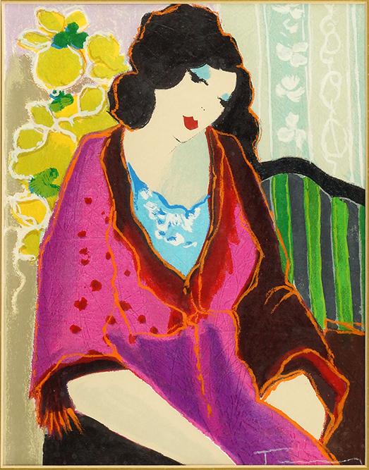 Itzchak Tarkay (Israeli, 1935-2012) Woman Napping. (1 of 2)