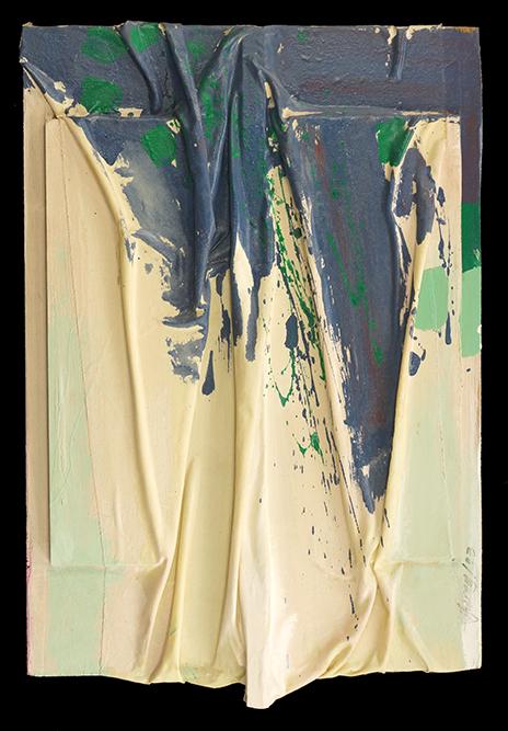 Vito Simanis (Latvian, 20th Century) Untitled.: Vito Simanis (Latvian, 20th Century) Untitled. Oil on canvas with collage on wood. Signed lower right and dated 93. Inscribed Vito Simanis en verso. Unframed 25 1/4" x 17 1/4"