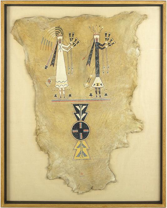 A Native American Painting on Hide. (1 of 1)