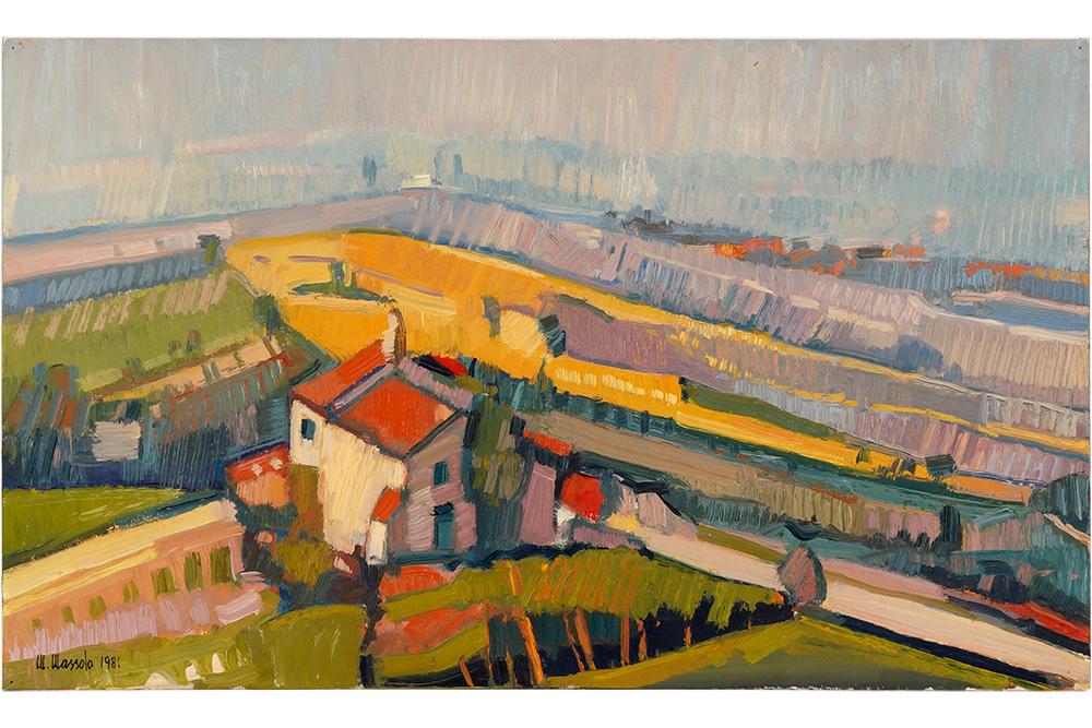 M. Massoli (Italian, 20th Century) Farm with Yellow (1 of 1)