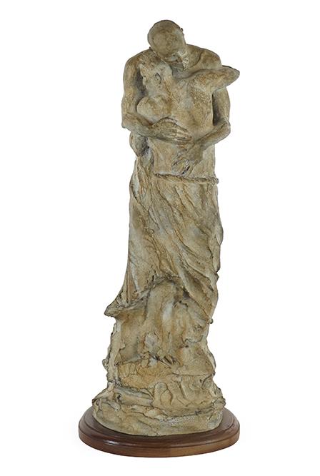 Ronald Head (American, Contemporary) The Prodigal Son.: Ronald Head (American, Contemporary) The Prodigal Son. Sculpture depicting a father and son in embrace. Signed, titled and numbered "Ronald Head The Prodigal Son 1/10". Raised on a 1" wood base Sculpt