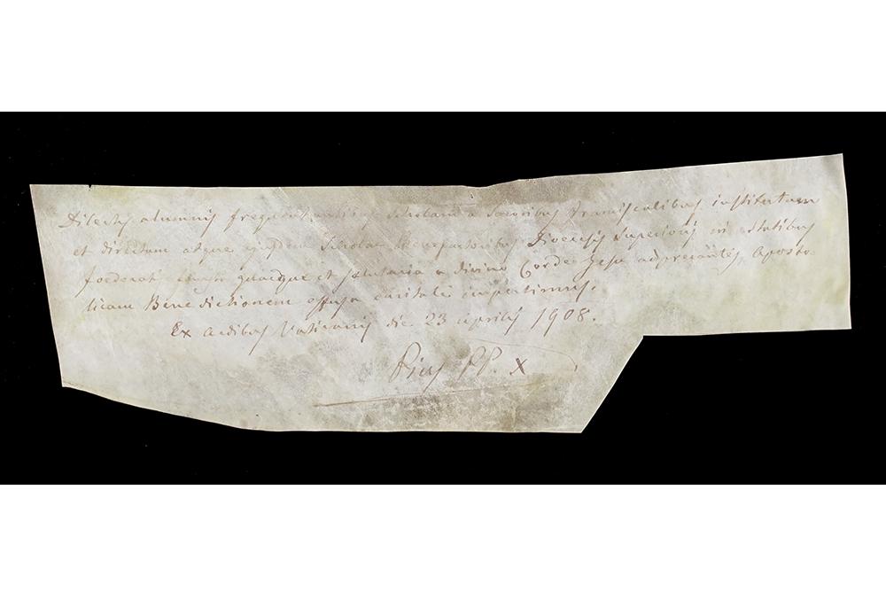 Pope Pius X [1835-1914] A Signed Letter Fragment. (1 of 1)