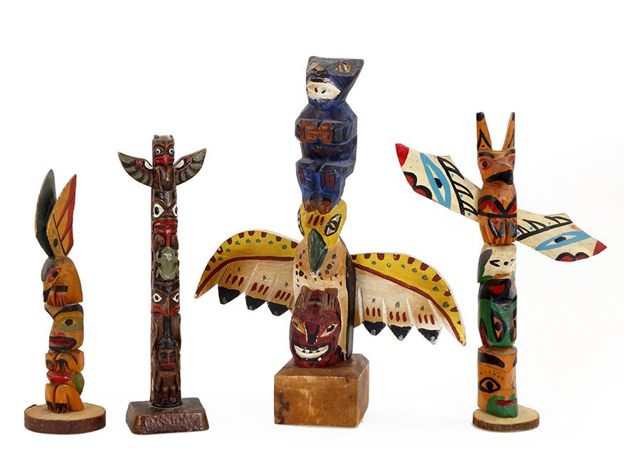 Four Pacific Northwest Small Totem Poles. (1 of 1)