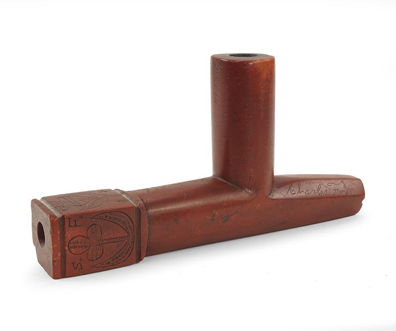 Calinite Engraved Pipe.: Calinite Engraved Pipe. Signed Charles Fox and dated Fbr 8 1901, inscribed Twin Lakes, Sama on S Foster L: 9 1/4"