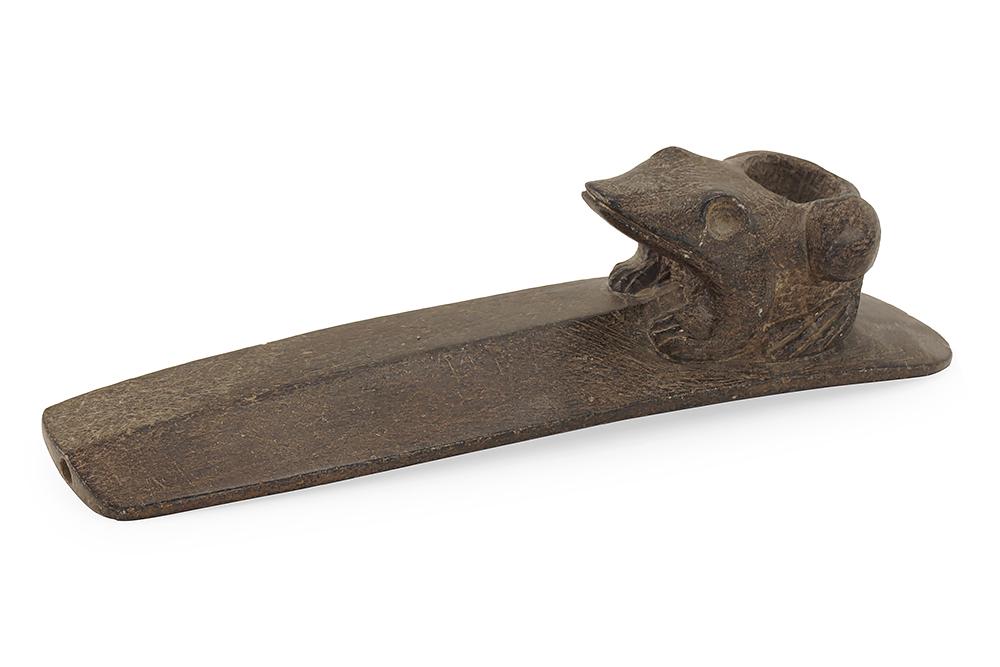 Carved Stone Frog FOrm Pipe. (1 of 1)