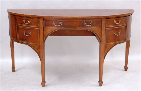 FEDERAL STYLE INLAID MAHOGANY SIDEBOARD.: FEDERAL STYLE INLAID MAHOGANY SIDEBOARD. H: 35" W: 72" D: 28"