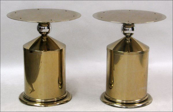 PAIR OF BRUETON BRASS PEDESTALS.: PAIR OF BRUETON BRASS PEDESTALS. 24" x 29"