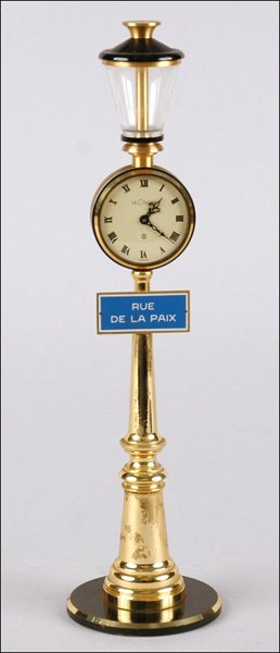 LE COULTRE LAMP POST TABLE CLOCK.: LE COULTRE LAMP POST TABLE CLOCK. Height: 11.25"