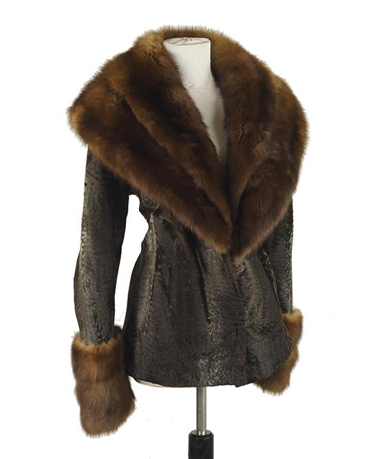 A Giuliana Teso Broadtail Jacket.: A Giuliana Teso Broadtail Jacket. With sable collar and cuffs Approx. size 8/10