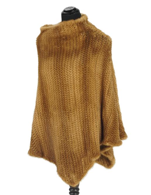 A J. Mendel Quilted Whiskey Mink Poncho.: A J. Mendel Quilted Whiskey Mink Poncho.