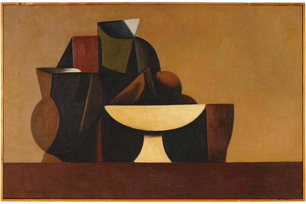 Duilio Barnabe (Italian, 1914-1961) Nature Morte a la: Duilio Barnabe (Italian, 1914-1961) Nature Morte a la compote. Oil on canvas, signed lower right 23 1/2" x 36 1/4" Frame: 24 1/4" x 36 3/4"