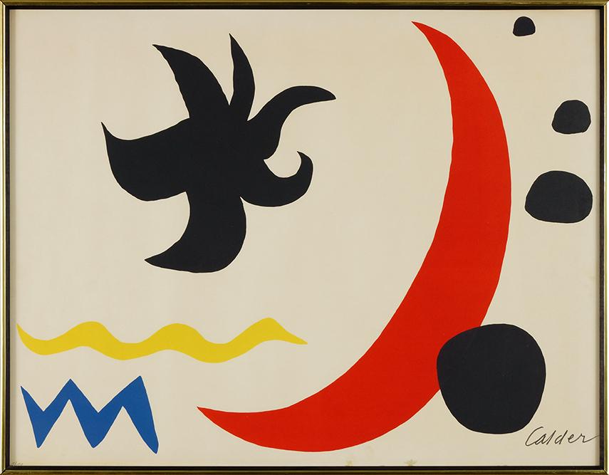 Alexander Calder (American, 1898-1976) Moon and Star.: Alexander Calder (American, 1898-1976) Moon and Star. Color lithograph, signed in ink lower right and numbered 5/100 19 3/4" x 25 1/2" Frame: 20 1/4" x 26"