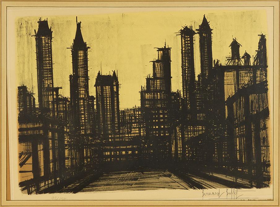 Bernard Buffet (French, 1928-1999) New York III.: Bernard Buffet (French, 1928-1999) New York III. Color lithograph, 1967, from 'Album New York', pencil signed lower right and numbered 92/150. Ref: Sorlier 55 19" x 17 1/4" Frame: 26 1/4" x 34"