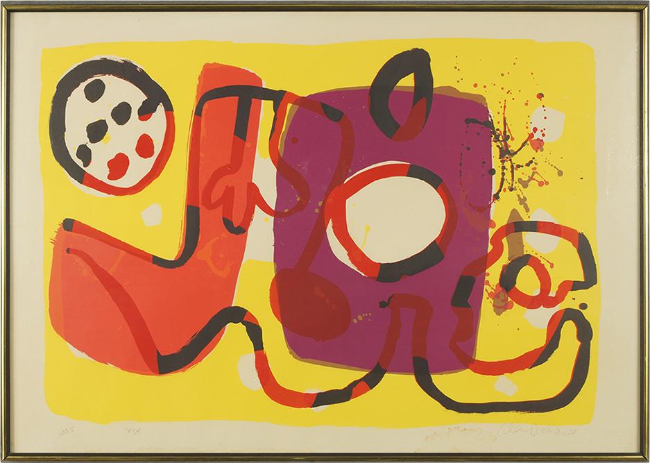 Alan Davie (British, 1920-2014) Composition.: Alan Davie (British, 1920-2014) Composition. Color lithograph, pencil signed lower right, dated '66, numbered 4/25, and inscribed 'XIX' 21 1/4" x 30 3/4" Frame: 26" x 36 1/2"