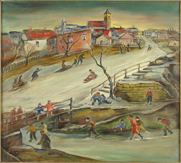 Louis Phillipe Grumieaux (Belgian-American, 1872-1953): Louis Phillipe Grumieaux (Belgian-American, 1872-1953) Valley Rhythm. Oil on canvas, signed lower left. Provenance: Estate of the Artist. Exhibited Art Institute of Chicago, Forty-Fifth Annual Exhibit