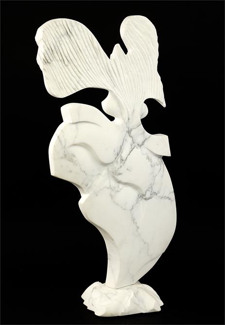 Fritz Olsen (American, 20th Century) Abstract Figure.: Fritz Olsen (American, 20th Century) Abstract Figure. Carved marble sculpture which sets atop a carved marble base, signed and dated '88 Overall height: 33"
