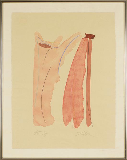 Larry Zox (American, 1937-2006) Untitled (Red).: Larry Zox (American, 1937-2006) Untitled (Red). Color serigraph, 1978, pencil signed lower right and numbered AP 1/5, with full margins, the sheet measures 29 3/4" x 22 1/4" 21" x 13" Frame: 35" x 27 