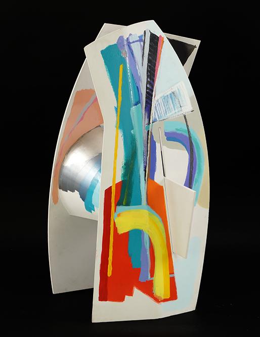 Calman Shemi (Argentinian-Israeli, B. 1939) Untitled.: Calman Shemi (Argentinian-Israeli, B. 1939) Untitled. Painted and welded aluminum sculpture, signed en verso and numbered 4/10 23 1/4" x 12 1/2" x 10"