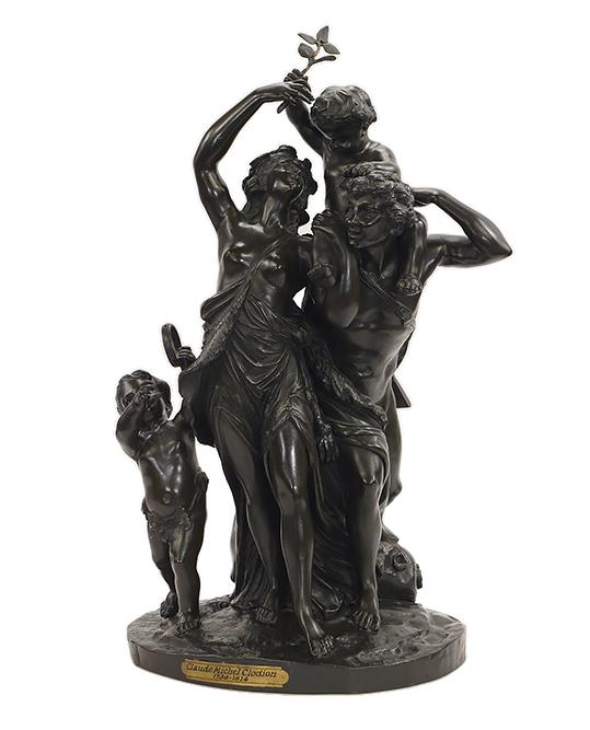 After Claude Michel Clodion (French, 1738-1814): After Claude Michel Clodion (French, 1738-1814) Bacchante Group. Bronze with blackish patina, signed Coldion Height: 24.5"
