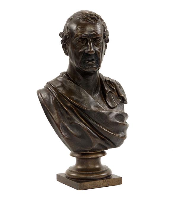 George Edwin Bissell (American, 1839-1920) Bust of John: George Edwin Bissell (American, 1839-1920) Bust of John Watts, New York. Signed on the reverse and with the foundry mark Height: 14"