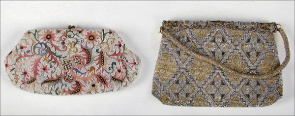 PASCAL MORABITO BEADED HANDBAG.: PASCAL MORABITO BEADED HANDBAG. Together with a beaded and embroidered handbag