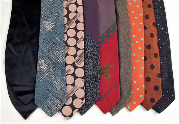 COLLECTION OF MEN'S TIES.: COLLECTION OF MEN'S TIES. Ties by Jean Paul Gaultier, Gianfranco Ferre, Brioni, Claude Montana, and others