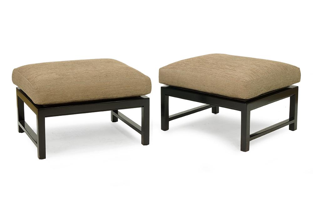 A Pair of Edward Wormley For Dunbar Upholstered: A Pair of Edward Wormley For Dunbar Upholstered Ottomans. Lacking label. 16" x 23" x 26"