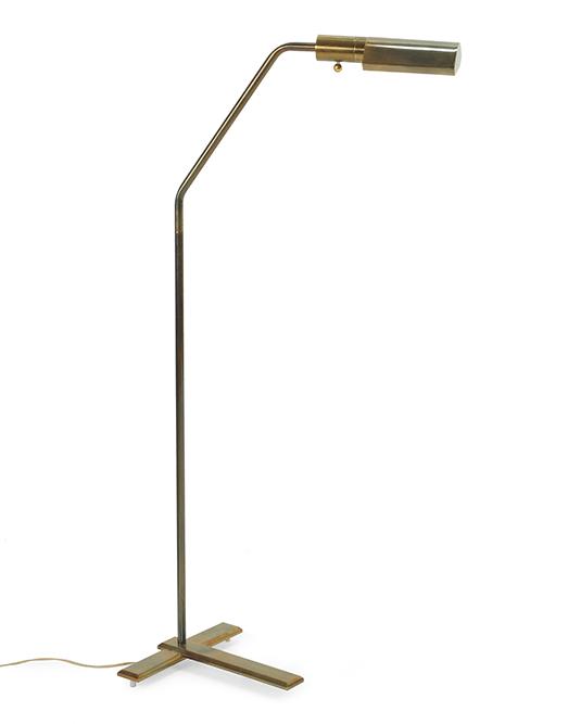 A Reading Lamp.: A Reading Lamp. Brass reading lamp with adjustable head. In the style of Hartman Height: 46"