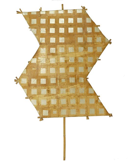 An Asian Wall Hanging.: An Asian Wall Hanging. Painted canvas stretched over a bamboo frame Approx: 60" x 96"