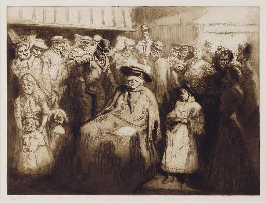 Edgar Chahine (Armenian-French, 1874-1947) La Voyante.: Edgar Chahine (Armenian-French, 1874-1947) La Voyante. Etching, 1908, one of a few artist's proofs aside from the numbered edition of 50, pencil signed lower left. Ref: Tabanelli 276 16 1/2" x 22 1/4"