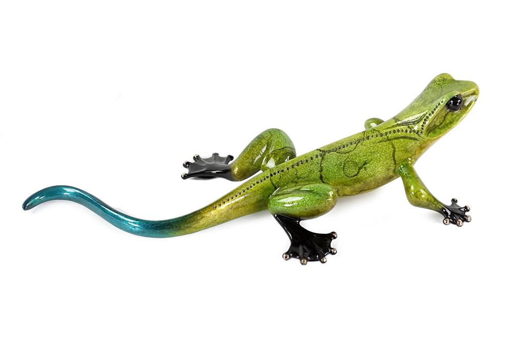 Tim Cotterill (British, B. 1950) A Gecko.: Tim Cotterill (British, B. 1950) A Gecko. Polychrome gecko. Signed, numbered and dated "06 Tim / AP 69/100" 2 1/4" x 9" x 4"