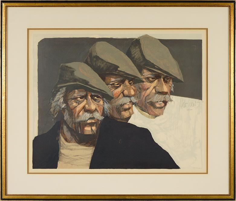 Aldo Luongo (argentinian, B. 1941) Triple Portrait.: Aldo Luongo (argentinian, B. 1941) Triple Portrait. Color lithograph, pencil signed center right and numbered 158/200 20" x 25" Frame: 29 3/4" x 34 3/4"