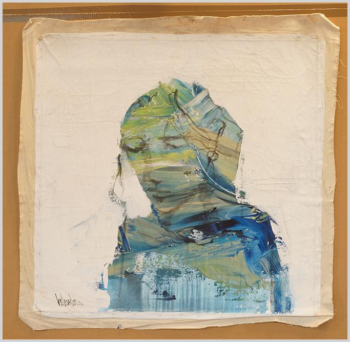 Gino Hollander (American, 1924-2015) Bust of a Woman.: Gino Hollander (American, 1924-2015) Bust of a Woman. Oil on unstretched canvas, signed lower left and dated '76, unframed 39 1/2" x 39 1/2"