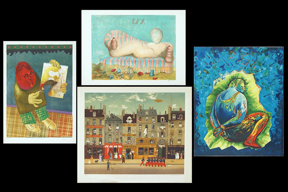 Michel Delacroix (French, B. 1933) Parade.: Michel Delacroix (French, B. 1933) Parade. Color lithograph, pencil signed lower right and numbered 149/200. Together with lithographs 'Pax' by Raffi Kaiser and 'Bonne nuit Madame Ingres' by Haim Kern
