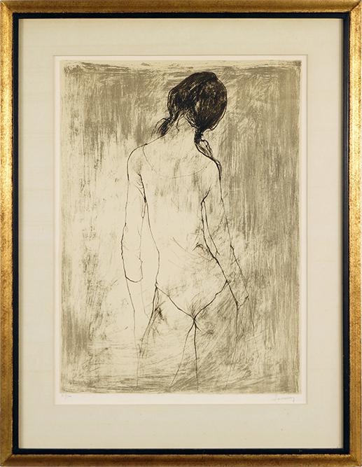 JEAN JANSEM (ARMENIAN-FRENCH, 1920-2013): DANSEUSE DEBOUT VU DE DOS.Color lithograph, pencil signed lower right and numbered 83/120, Provenance: Waller Gallery, Chicago. 25 3/4" x 18 1/2" Frame: 36" x 27 3/4"