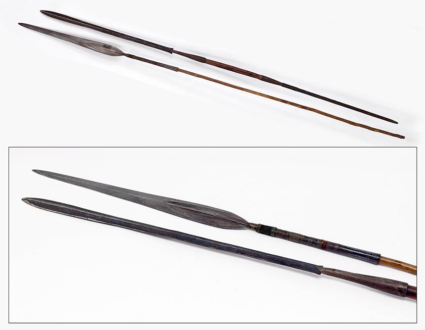 Two African Spears.: Two African Spears. Larger: 71"