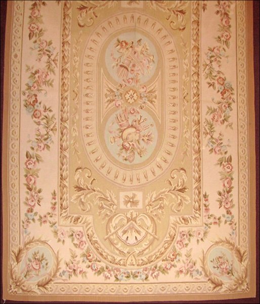 AUBUSSON RUG.: AUBUSSON RUG. Width: 6'0" Length: 9'0"
