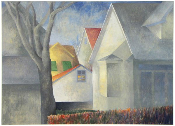 CELIA REISMAN (AMERICAN, 20TH CENTURY) HOUSES,: CELIA REISMAN (AMERICAN, 20TH CENTURY) HOUSES, 1990. Oil on paper, signed and dated lower left 21.25" x 29.25"