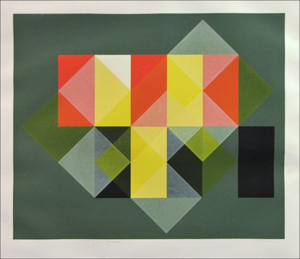 ARMOLD HOFFMAN JR. (AMERICAN 1915-1991) INTERME: ARMOLD HOFFMAN JR. (AMERICAN 1915-1991) INTERMESH. Serigraph in colors, signed, titled and numbered in pencil in the lower margin, edition 74/90; Frame: 31.75" x 36" 25.1" x 29.9"