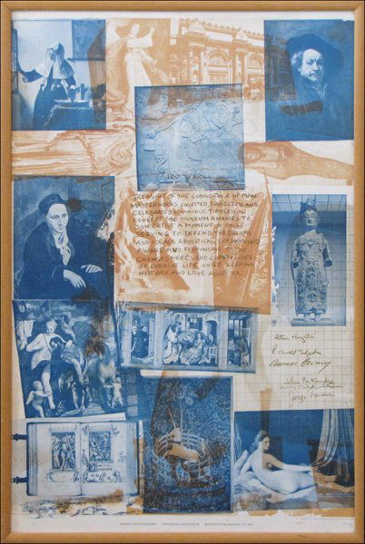 ROBERT RAUSCHENBERG (AMERICAN 1925-2008) CENTEN: ROBERT RAUSCHENBERG (AMERICAN 1925-2008) CENTENNIAL CERTIFICATE. Offset color lithograph, 1970, published by Telamon Editions Limited, unsiged; Frame: 37" x 25" 35.75" x 23.75" (sight)