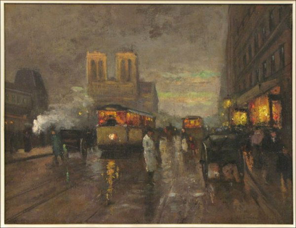 EDOUARD LEON CORTES (FRENCH 1882-1969) VIEW OF: EDOUARD LEON CORTES (FRENCH 1882-1969) VIEW OF NOTRE DAME. Oil on canvas, signed lower right "Edouard Cortes;" Frame: 27.75" x 33.6" 19.9" x 25.75"