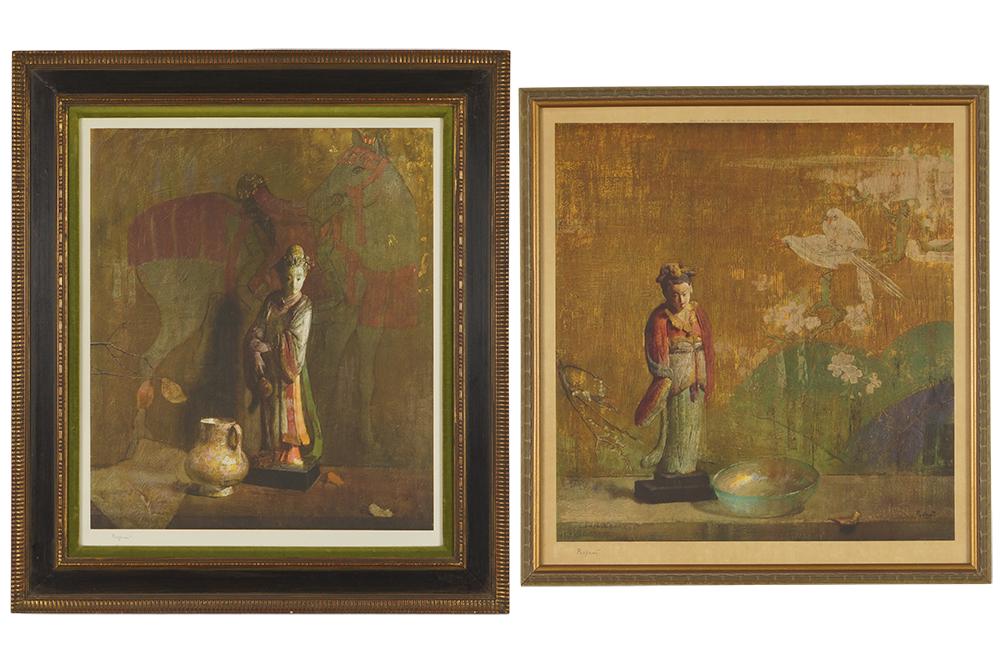 Hovsep Pushman (Armenian/American, 1877-1966) Still: Hovsep Pushman (Armenian/American, 1877-1966) Still Life and Waiting. Two offset color lithographs, 1953 and 1959. Both are pencil signed lower left, published by Frost & Reed, London Larger: 22 3/4" 
