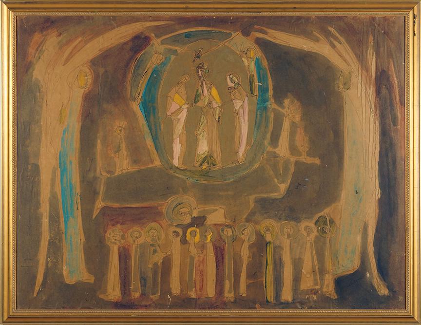 Norman Laliberte (Canadian, B. 1925) The Last Judgment.: Norman Laliberte (Canadian, B. 1925) The Last Judgment. Ink and watercolor, signed lower right and dated 1953. Exhibited: Art Institute of Chicago, Artists of Chicago and Vicinity, 1953; Midwest Museu