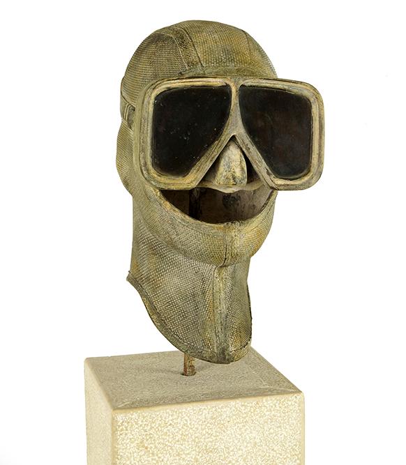Ben Jakober (Austrian, B. 1930) Welder.: Ben Jakober (Austrian, B. 1930) Welder. Bronze and glass sculpture, inscribed 'B.J. 1987' and numbered 2/6, set on a limestone pedestal Bronze height: 13 1/2" Overall height: 66 1/4"