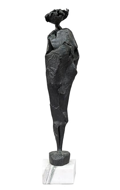Rita Sargen-Simon (American, 1924-2005) Standing Woman.: Rita Sargen-Simon (American, 1924-2005) Standing Woman. Patinated bronze sculpture, mounted to a marble base, unsigned Overall height: 22 1/2"