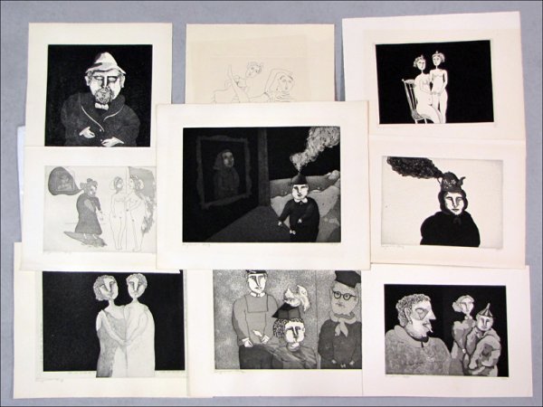 BENJAMIN LEVY (AMERICAN, B.1940) GROUP OF NINE: BENJAMIN LEVY (AMERICAN, B.1940) GROUP OF NINE PRINTS. Etchings on Arches paper; Various sizes and subjects; Each signed and numbered in pencil, edtions of 50, 100 and AP; Loose sheets