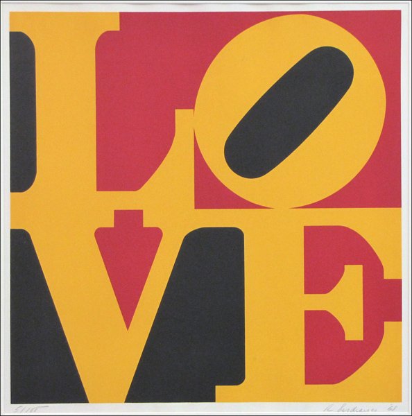 ROBERT INDIANA (AMERICAN, B.1928) DIE DEUTSCHE: ROBERT INDIANA (AMERICAN, B.1928) DIE DEUTSCHE LIEBE (THE GERMAN LOVE). Screenprint in colors on wove paper, 1968, signed, dated and numbered in pencil in the lower margin, edition 5/100; Published by