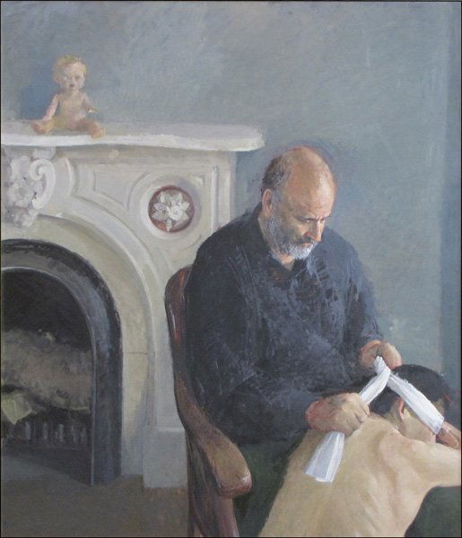 ANN GALE (CONTEMPORARY) THE EDUCATION OF EROS.: ANN GALE (CONTEMPORARY) THE EDUCATION OF EROS. Oil on canvas, signed on verso 48"x42"